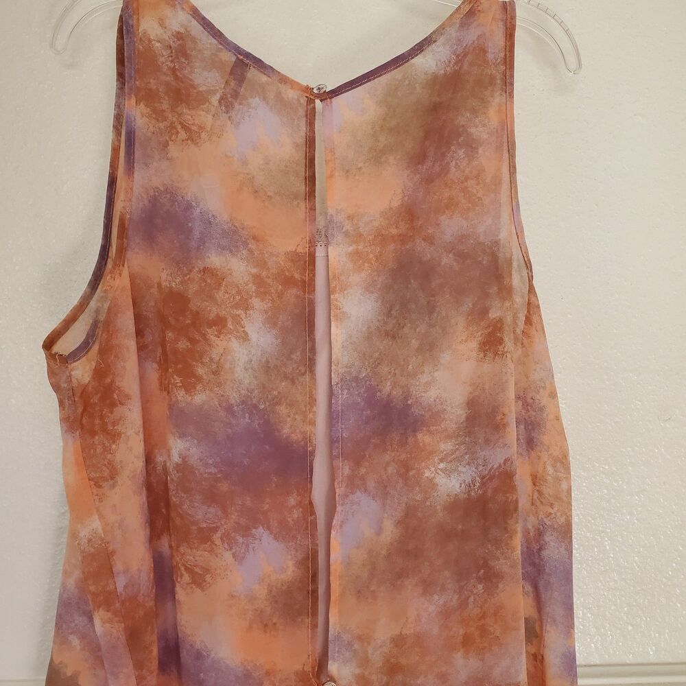 Paper Crane Chiffon Top With Cynthia Rowley Tank Womens M Orange Pink Lace - Picture 9 of 15